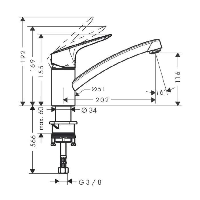 Hansgrohe MySport Кухонный смеситель однорычажный S 1jet
