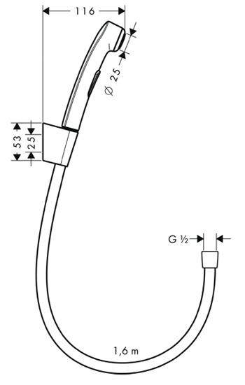 Hansgrohe Гигиенический душ 1jet, с держателем и шлангом 160 см, устойчивым к давлению Хром, 32128000 - Изображение 2
