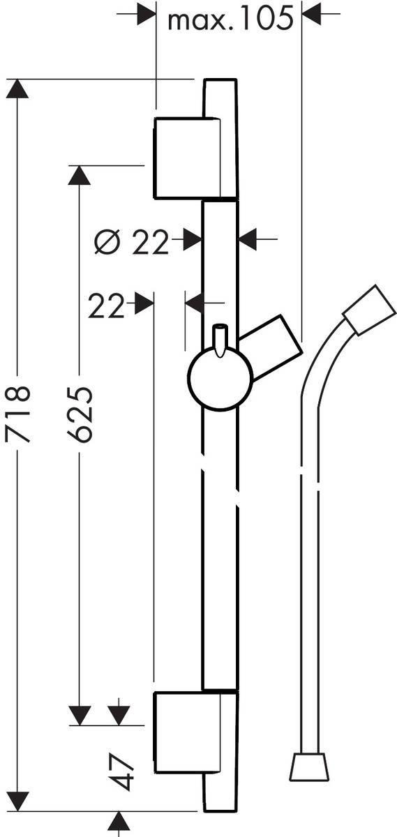 Hansgrohe Unica Душевая штанга S Puro 65 см со шлангом Черный Матовый, 28632670 - Изображение 8