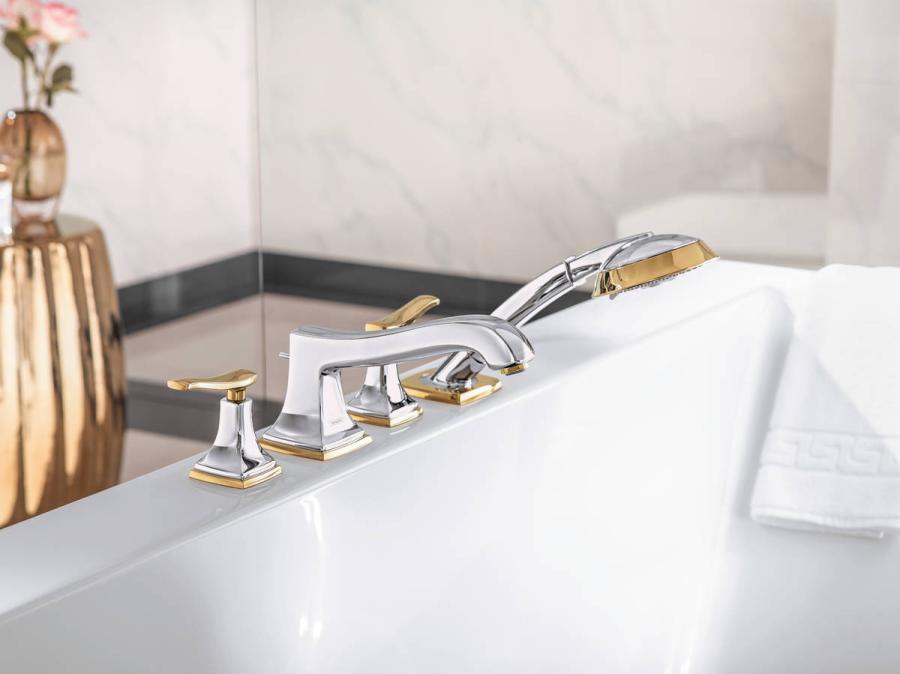 Hansgrohe Metropol Classic Смеситель на край ванны на 4 отверстия с рычаговыми рукоятками Хром/Золото 31441090 - Изображение 4