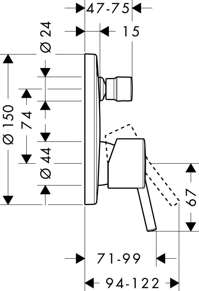 Hansgrohe Talis S Смеситель для ванны однорычажный СМ со встроенной защитной комбинацией EN1717 Хром 32477000 - Изображение 2