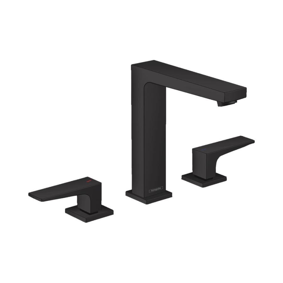 Hansgrohe Metropol Смеситель для раковины 160 на 3 отверстия с рычаговыми рукоятками со сливным клапаном Push-Open черный 32515670 - Изображение 7