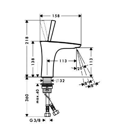 Hansgrohe PuraVida Смеситель для раковины 110, однорычажный, со сливным клапаном Push-Open Хром, 15070000 - Изображение 12