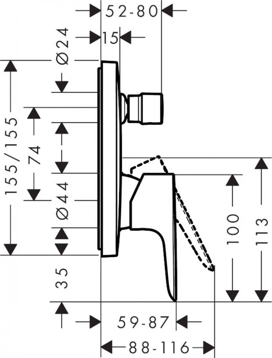 Hansgrohe Talis E Смеситель для ванны однорычажный скрытый монтаж со встроенной защитной комбинацией хром 71474000 - Изображение 8