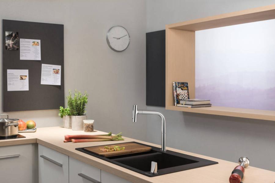 Hansgrohe Metris Select M71 Кухонный смеситель на 2 отверстия однорычажный 200 с вытяжным душем 2jet sBox черный 73818670 - Изображение 6