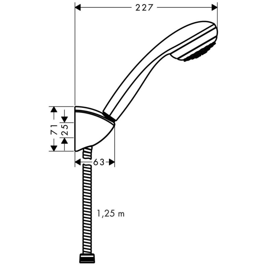 Hansgrohe Crometta 85 Душевой набор Mono с держателем и шлангом 125 см Хром, 27576000 - Изображение 2