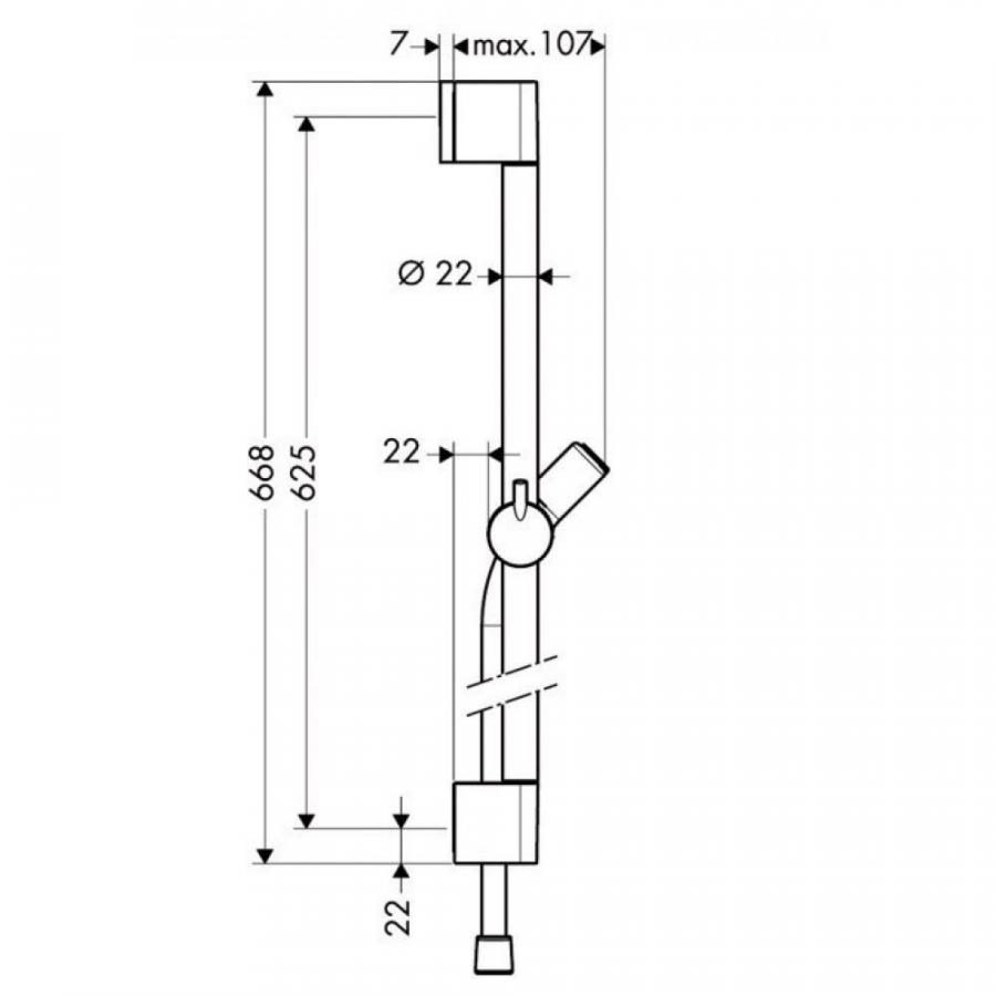 Hansgrohe Unica Душевая штанга C 65 см со шлангом Хром, 27611000 - Изображение 2