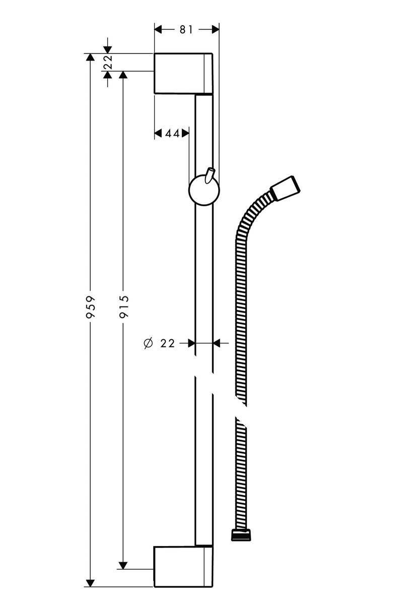 Hansgrohe Unica Душевая штанга Crometta 90 см со шлангом Хром, 27614000 - Изображение 2