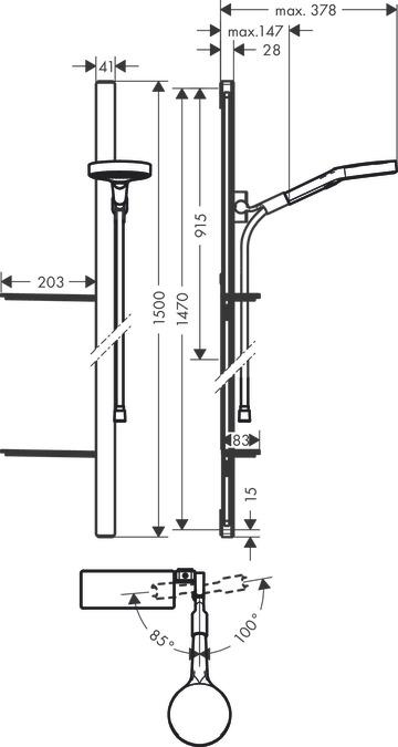 Hansgrohe Душевой набор Rainfinity 130 3jet EcoSmart  с душевой стойкой 150 см и мыльницей хром 27674000 - Изображение 2