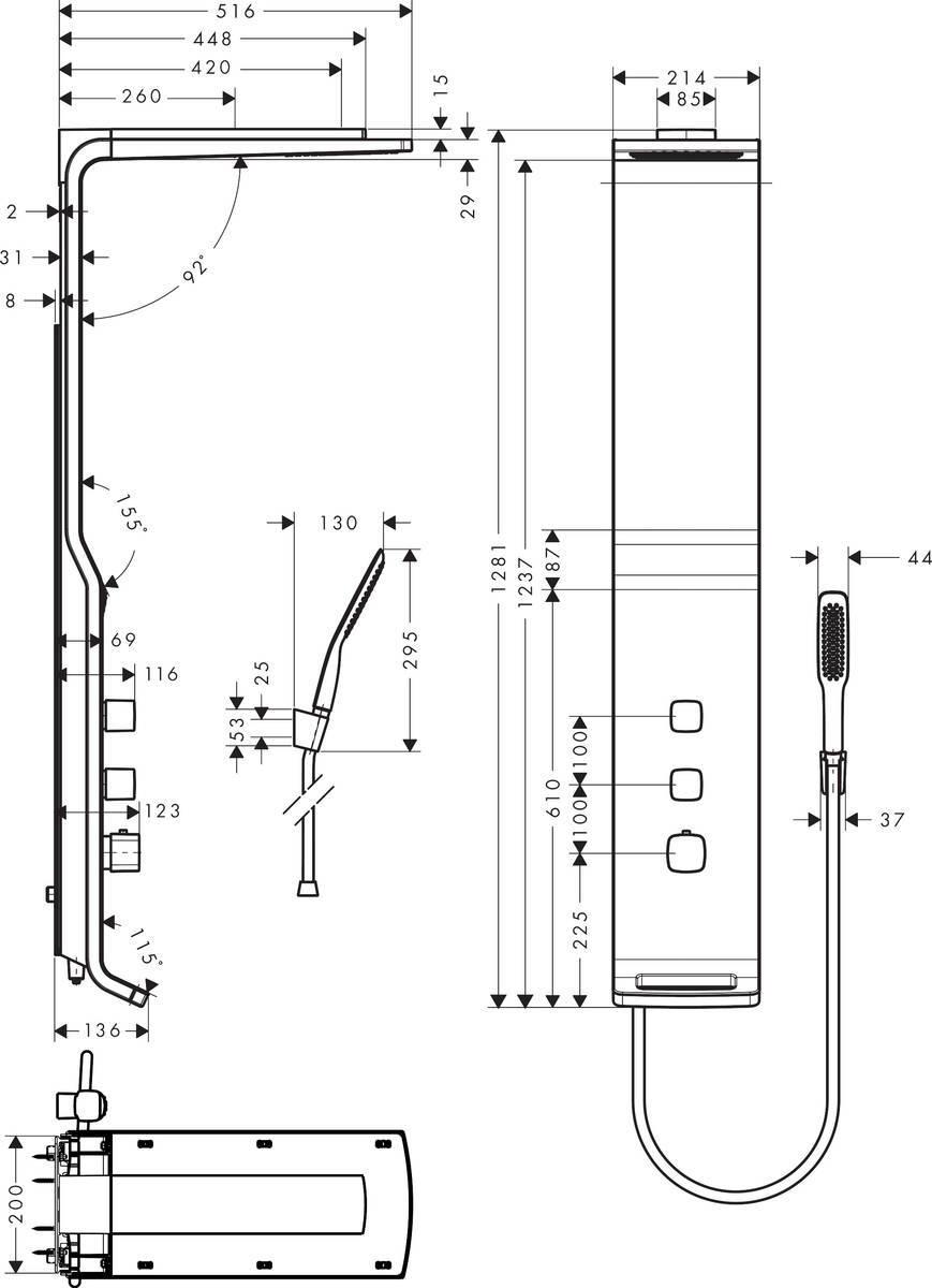 Hansgrohe Raindance Lift душевая панель Матовый Хром, 27008000 - Изображение 9