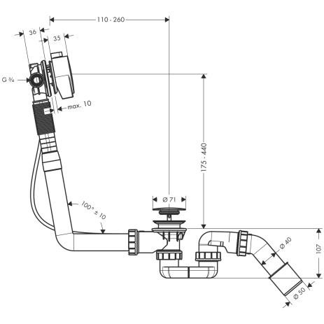 Hansgrohe Exafill S система контроля налива- слива-перелива