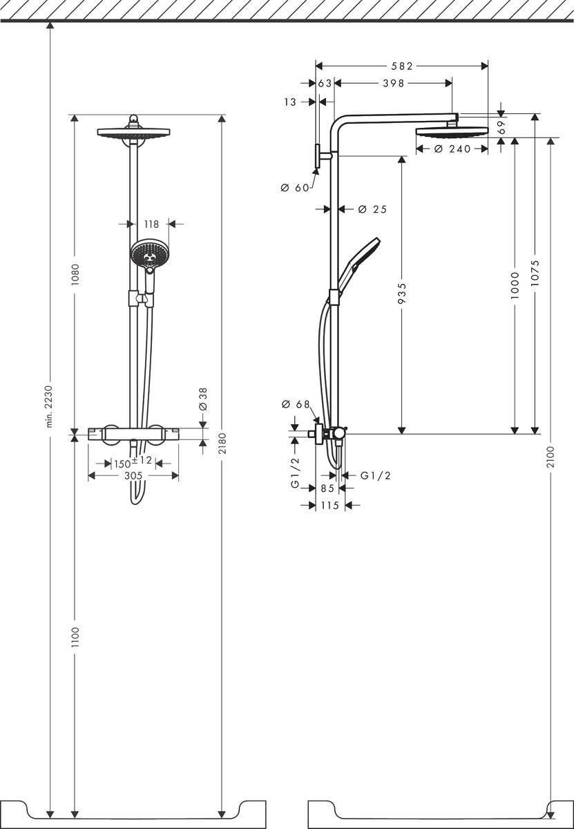 Hansgrohe Raindance Select S  240 2jet Showerpipe душевая система хром 27129000 - Изображение 13