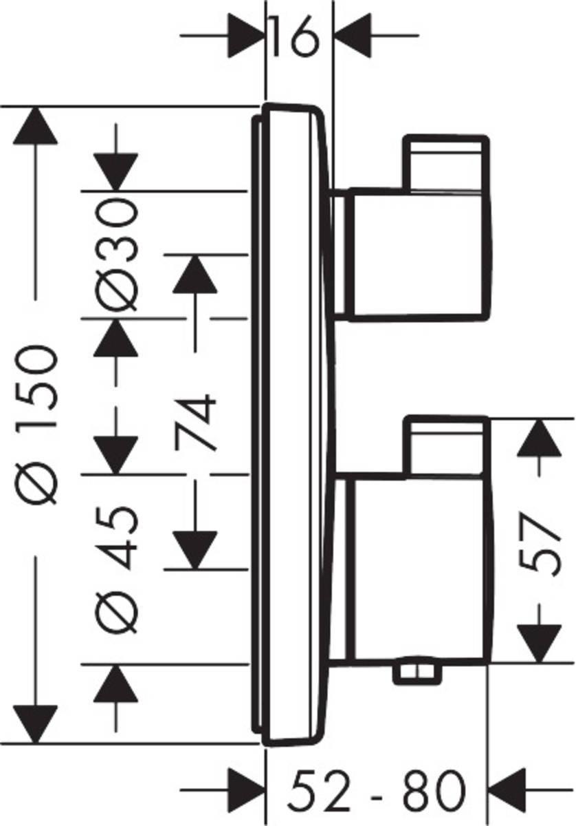 Hansgrohe Ecostat S термостат с  запорным  вентилем, скрытый монтаж Хром, 15757000 - Изображение 3