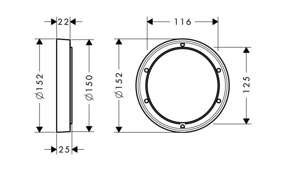 Hansgrohe Удлинение внешней части ibox, 150 мм Хром, 13597000 - Изображение 2