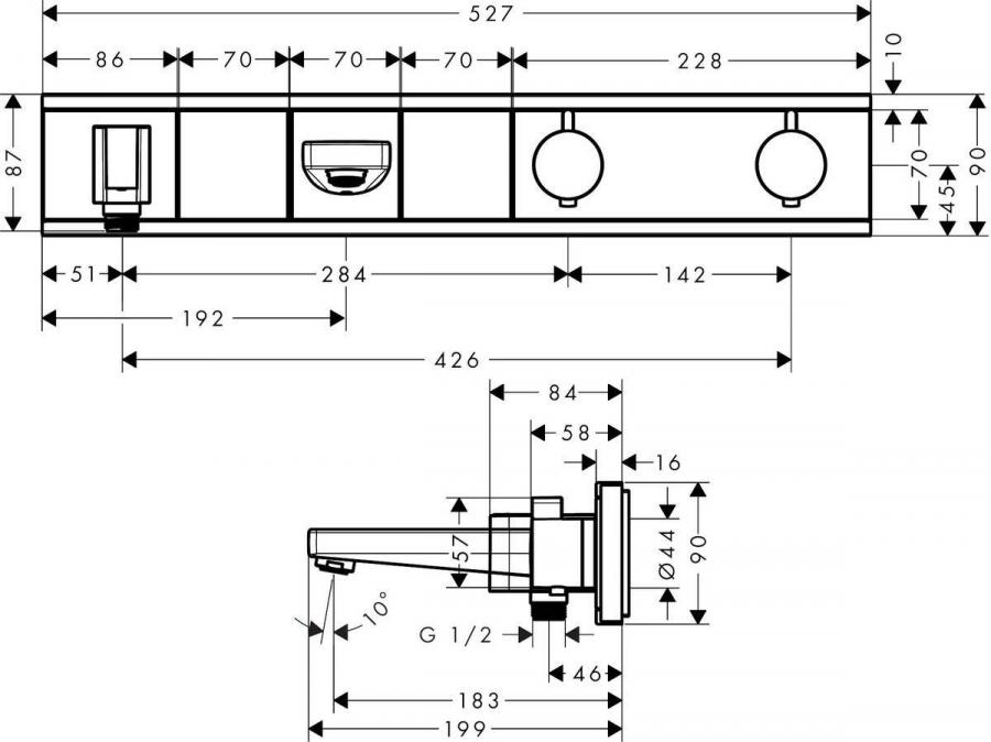 Hansgrohe RainSelect Смеситель для ванны, скрытого монтажа, с 2 кнопками Хром, 15359000 - Изображение 5