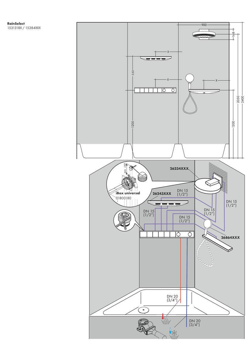 Hansgrohe RainSelect Термостат для душа, скрытого монтажа с 5 кнопками Хром, 15384000 - Изображение 5