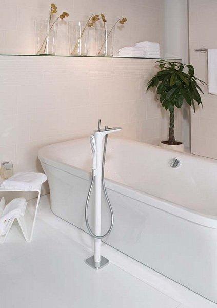Hansgrohe PuraVida Смеситель для ванны однорычажный напольный 1/2 хром-белый матовый 15473400 - Изображение 11