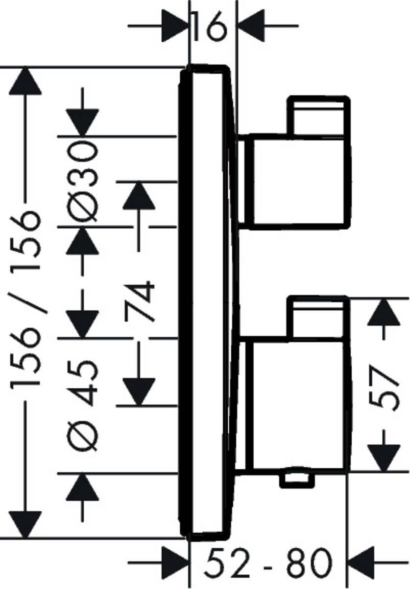 Hansgrohe Ecostat Square Термостат скрытого монтажа для 2 потребителей хром-черный 15714340 - Изображение 10