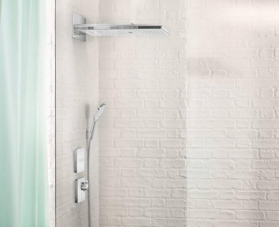 Hansgrohe ShowerSelect Glass Термостат ShowerSelect HighFlow с отдельным выводом для ручного душа стеклянный СМ хром-белый матовый 15735400 - Изображение 4