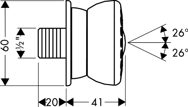 Hansgrohe Bodyvette боковая форсунка хром 28466000 - Изображение 2