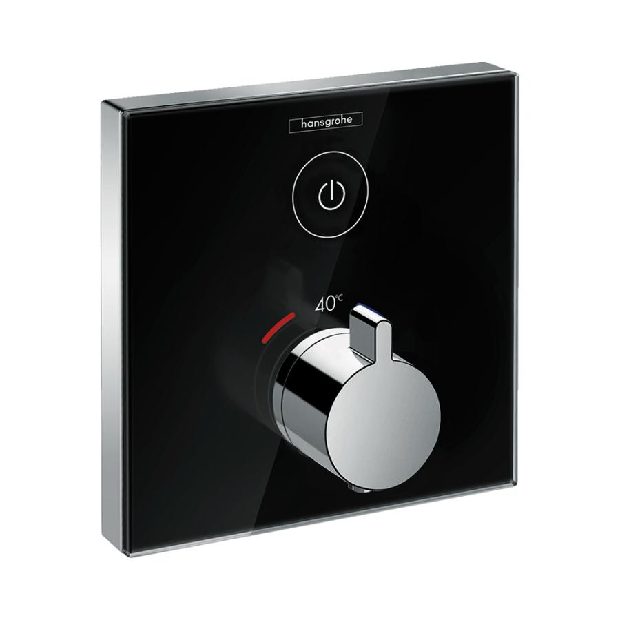 Hansgrohe ShowerSelect Glass Термостат ShowerSelect для одного потребителя стеклянный СМ Черный/Хром 15737600 - Изображение 3