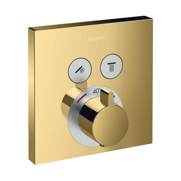 Hansgrohe ShowerSelect Термостат скрытого монтажа для 2 потребителей Полированное Золото 15763990 - Изображение 5