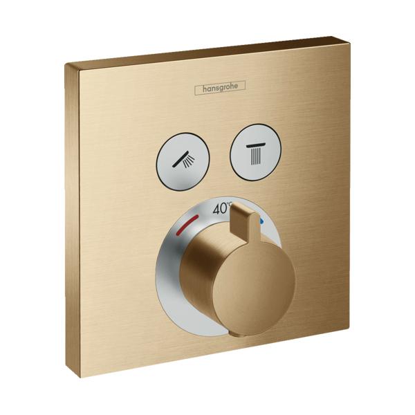 Hansgrohe ShowerSelect Термостат скрытого монтажа для 2 потребителей Полированное Золото 15763990 - Изображение 3