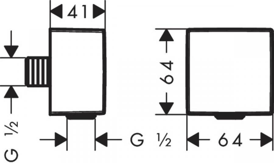 Hansgrohe FixFit Шланговое подсоединение Square с клапаном обратного тока Хром, 26455000 - Изображение 11