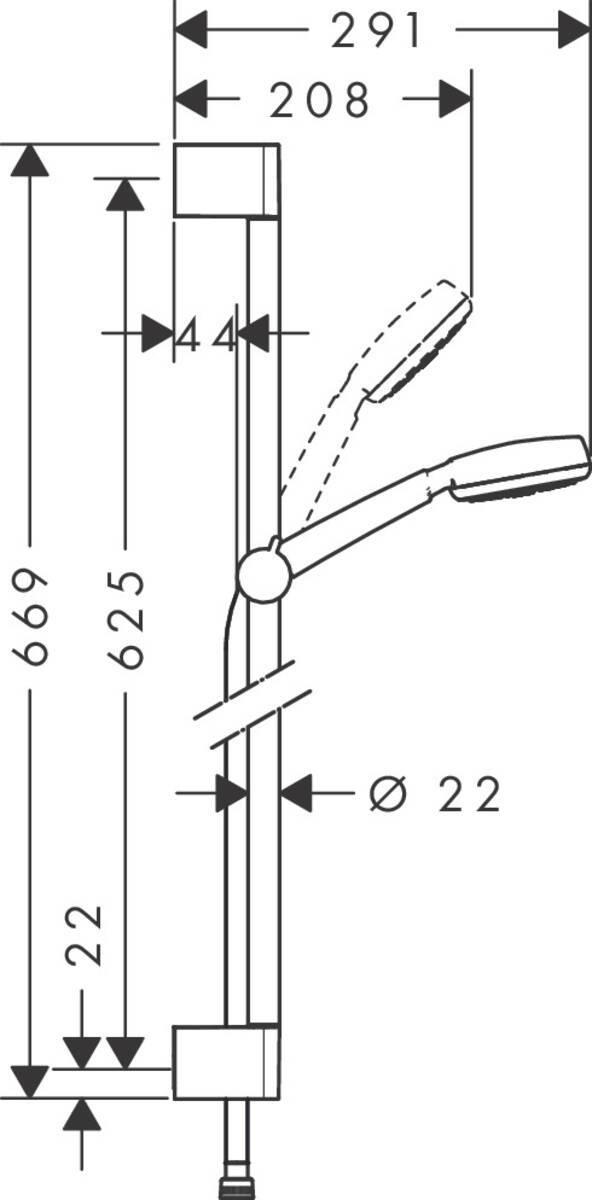 Hansgrohe Crometta 100 Душевой набор 1jet EcoSmart 9 л/мин со штангой 65 см хром-белый матовый 26655400 - Изображение 5