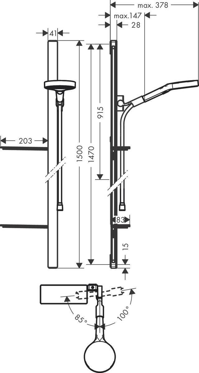 Hansgrohe Rainfinity Душевой набор 130 3jet со штангой 150 см и мыльницей хром 27673000 - Изображение 2