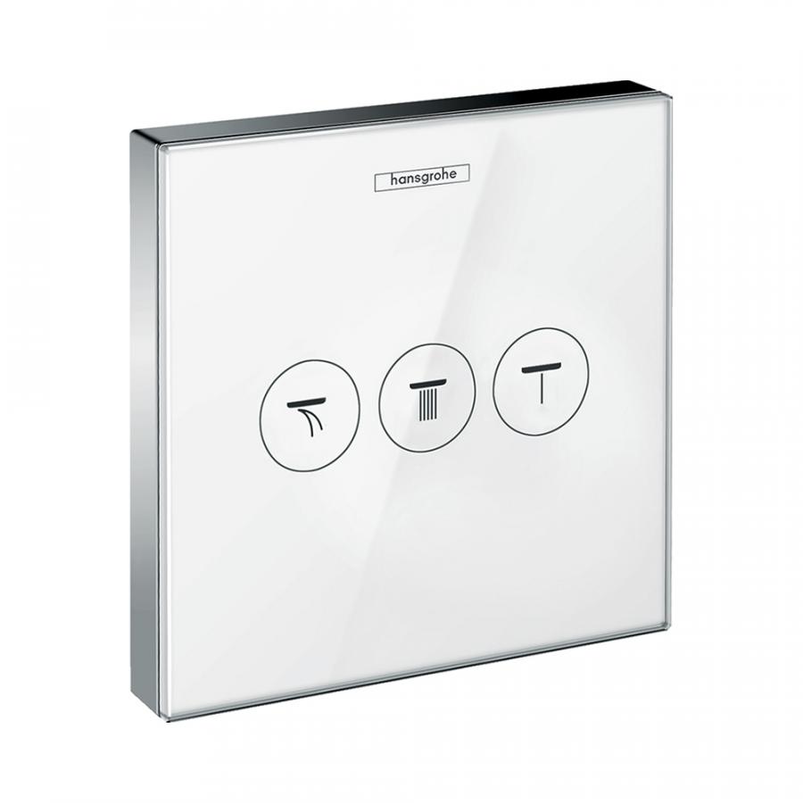 Hansgrohe ShowerSelect Glass Модуль ShowerSelect с 3 запорными клапанами, стеклянный Белый/Хром, 15736400 - Изображение 1