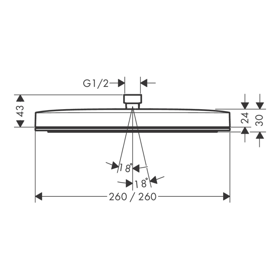 Hansgrohe Pulsify E Верхний душ 260 1jet хром 24330000