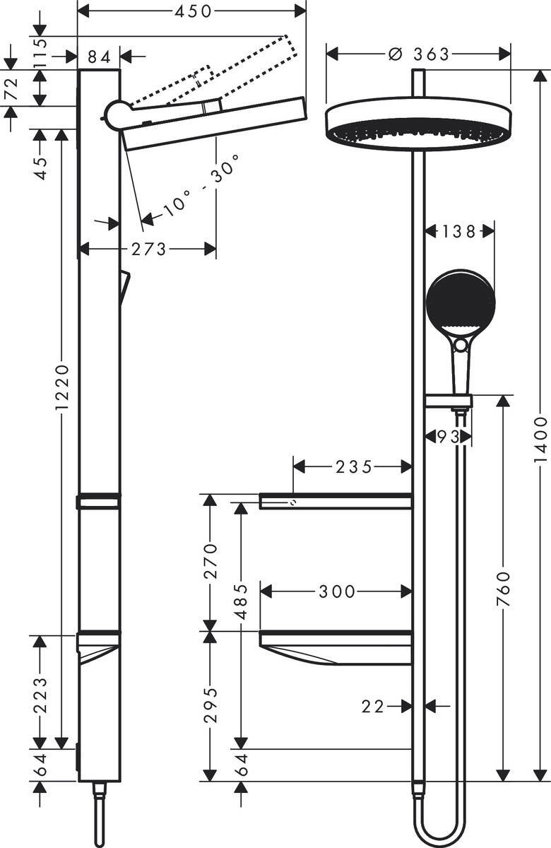 Hansgrohe Rainfinity Showerpipe 360 Душевой набор скрытого монтажа хром  26842000