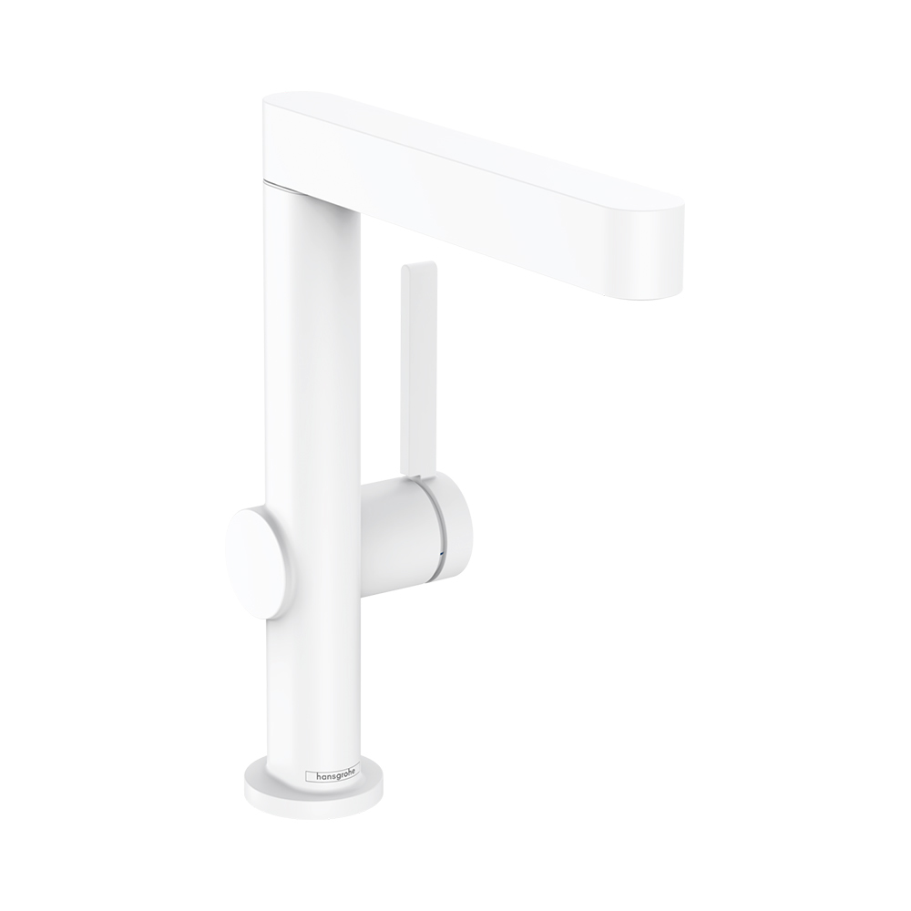Hansgrohe Finoris Смеситель для раковины однорычажный 230 с поворотным изливом со сливным клапаном Push-Open, белый матовый