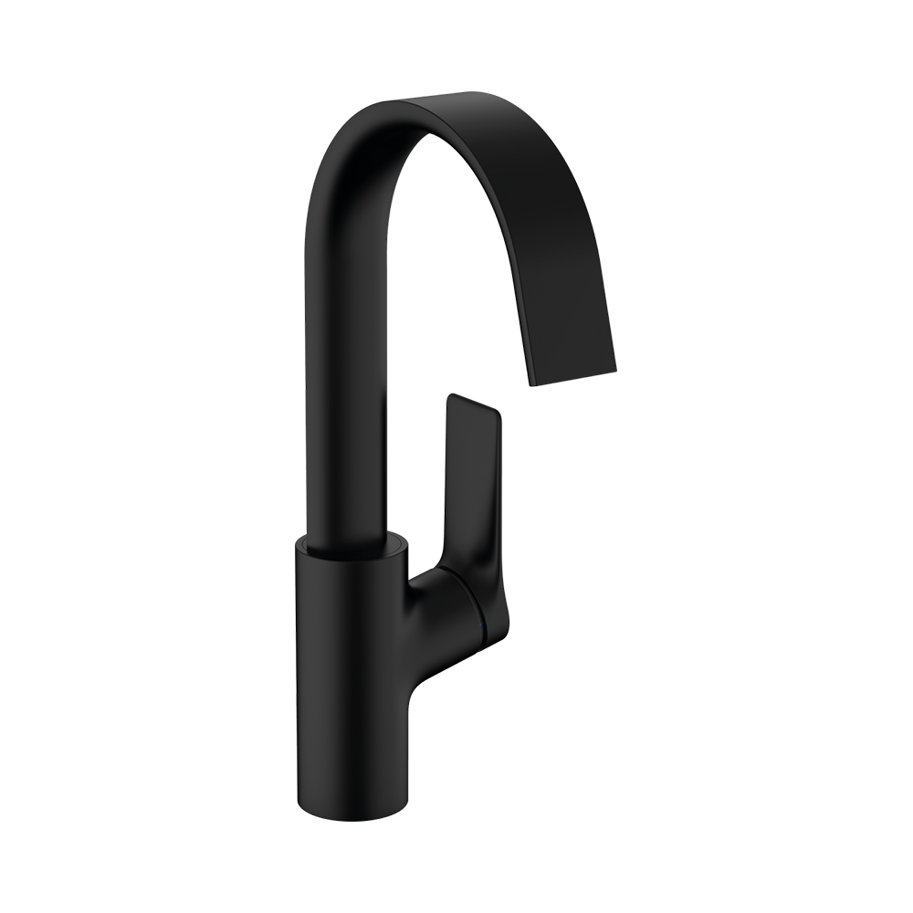 Hansgrohe Vivenis Смеситель для раковины однорычажный 210 с поворотным изливом со сливным гарнитуром, черный матовый