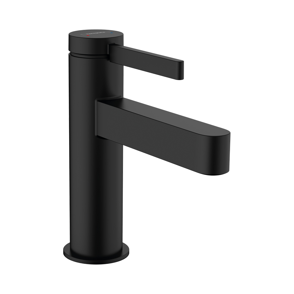 Hansgrohe Finoris Смеситель для раковины однорычажный 100 со сливным клапаном Push-Open, черный матовый