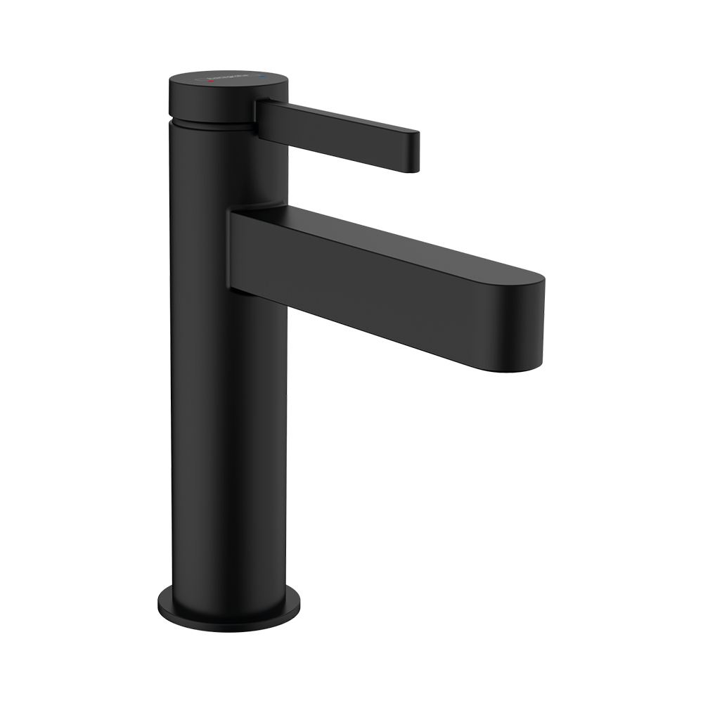 Hansgrohe Finoris Смеситель для раковины однорычажный 110 со сливным клапаном Push-Open, черный матовый