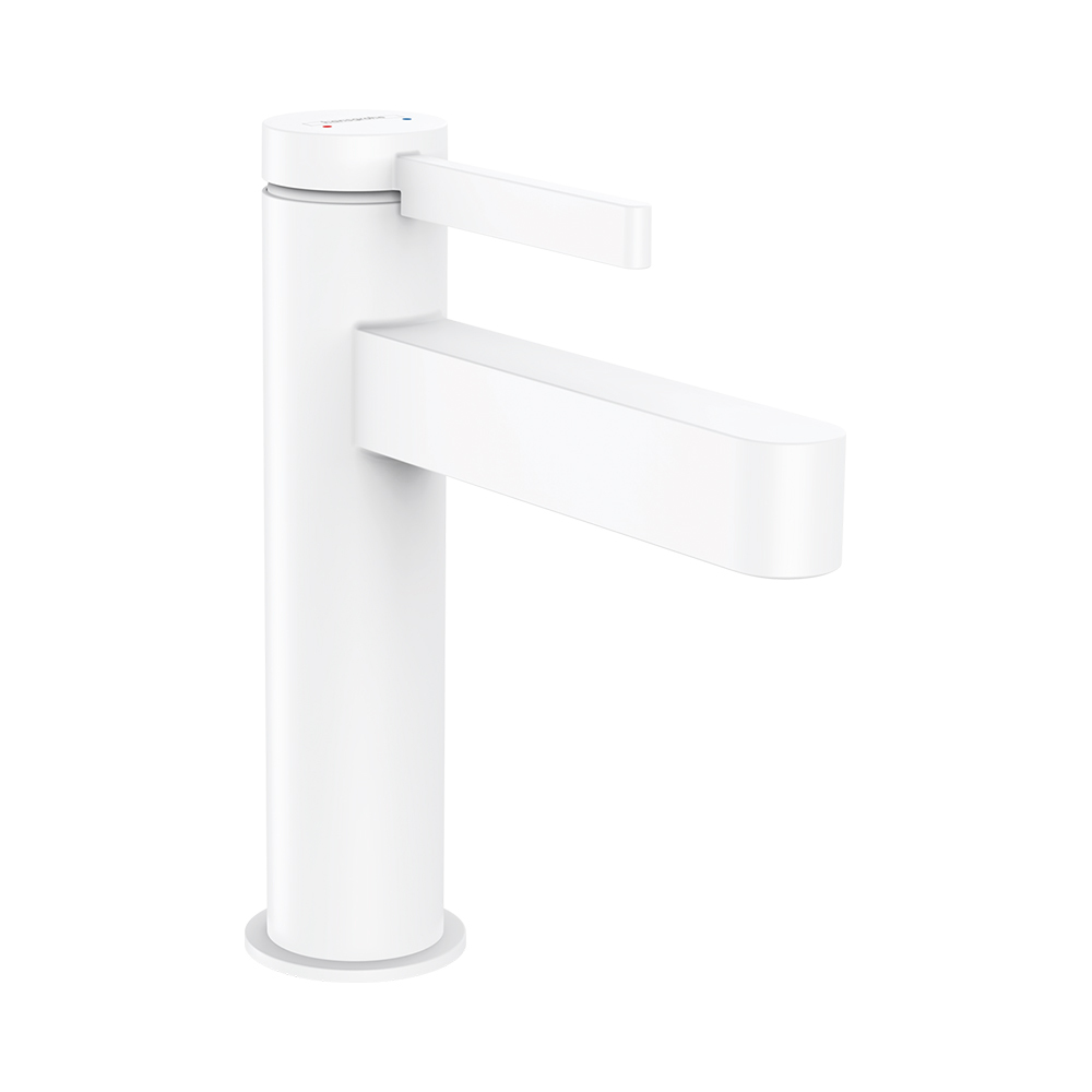 Hansgrohe Finoris Смеситель для раковины однорычажный 110 со сливным клапаном Push-Open, белый матовый
