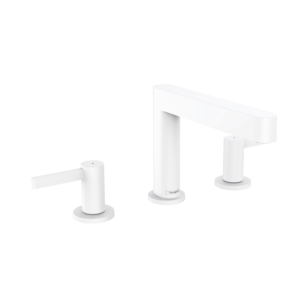 Hansgrohe Finoris Смеситель для раковины на 3 отверстия 110 со сливным клапаном Push-Open, белый матовый