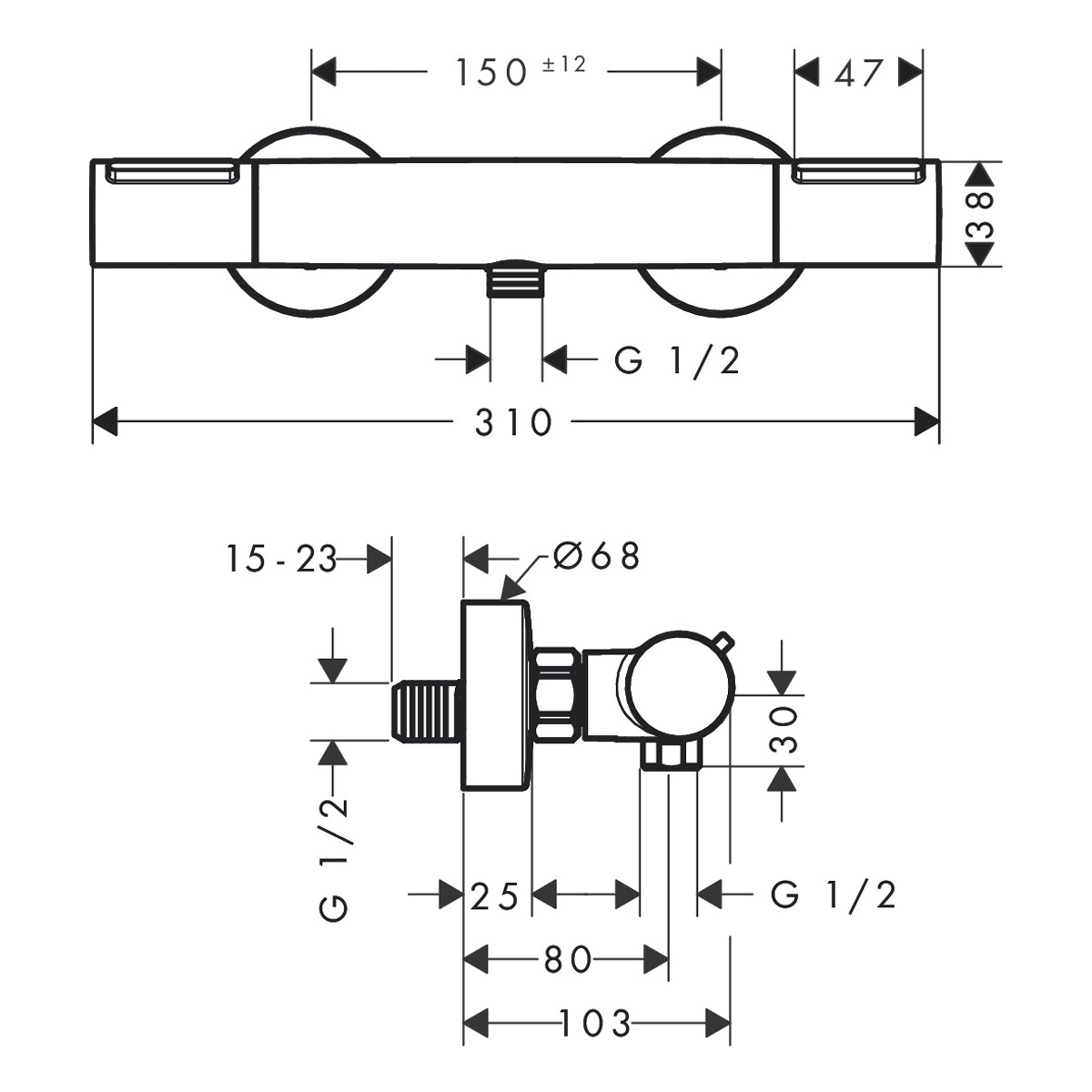 Hansgrohe Ecostat Element Термостат для душа внешнего монтажа хром 13346000