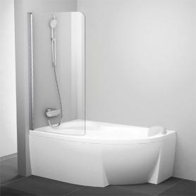 Rosa Шторка на ванну левая белая+транспарент CVSK1 160/170