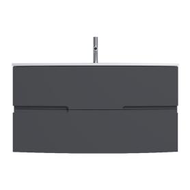 Nona Мебель с интегрированными ручками глянцевый серый антрацит 100 см 2 ящика