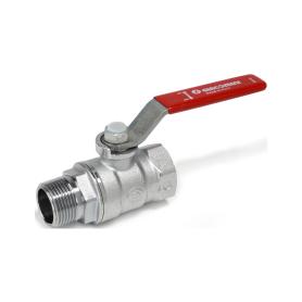 R254DL Кран шаровой стандартный проход 1/2' ВР-НР ручка-рычаг красный латунь хромированный