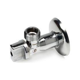 R613 Кран шаровой для смесителя 1/2'x1/2' угловой хромированный c уплотнительным кольцом