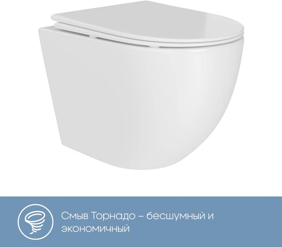 AQUEDUTO OVO Daily Унитаз подвесной 480 x 360 безободковый Tornado сиденье с микролифтом прайс