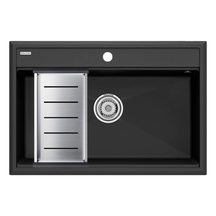 Paulmark STEPIA 80 Мойка IT-GRANIT с коландером ADVANCE брашированная нержавеющая сталь PM117551-AN+A375-BS