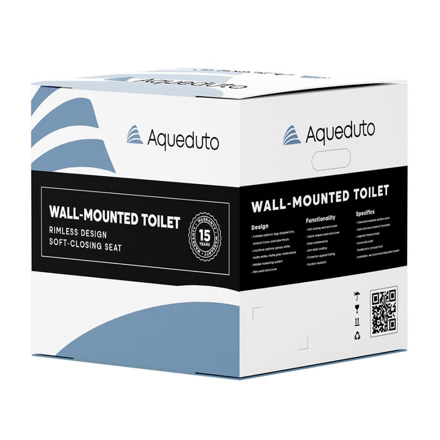 AQUEDUTO OVO Унитаз подвесной 525x360 безободковый Tornado с сиденьем с микролифтом заказать онлайн