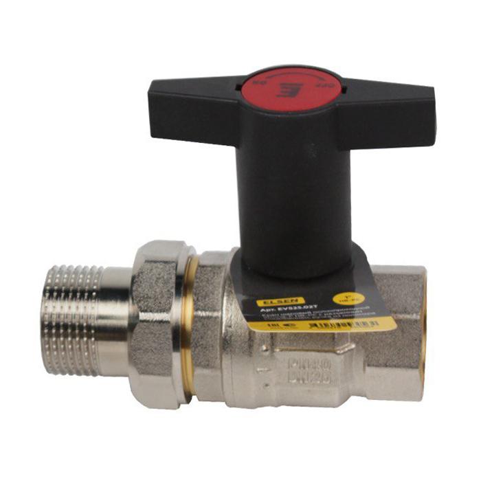 ELSEN Кран шаровой Strong, НВ с разъемным соединением, высокая ручка из полимера EVS15.02T