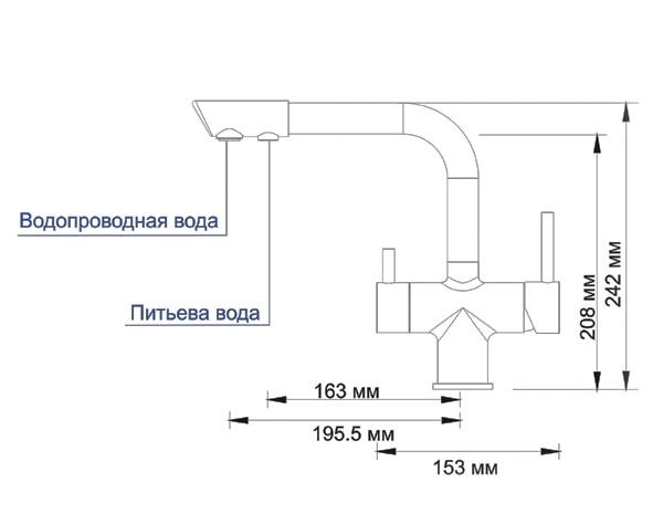 Wasserkraft Общее Смеситель для кухни под фильтр хром  A8017  - Изображение 2