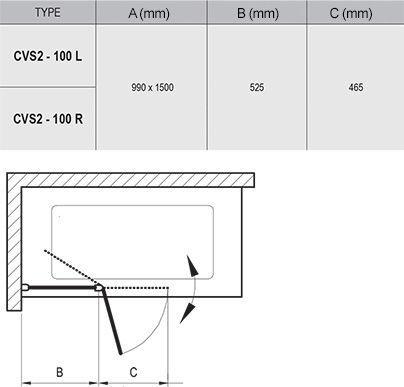Ravak Chrome Шторка левая сатин + транспарент шторка на ванну двухэлементная CVS2-100  7QLA0U00Z1  - Изображение 3